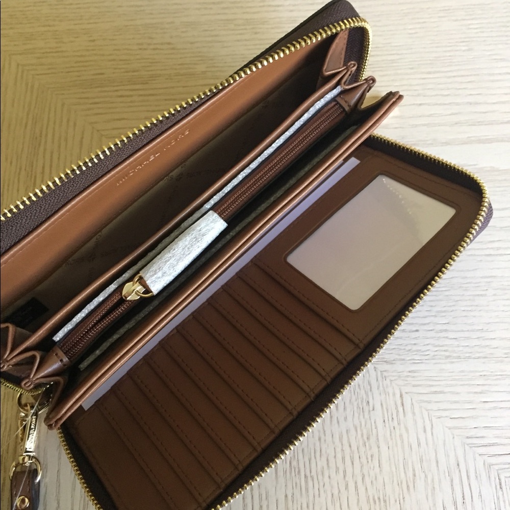 Michael Kors Center Stripe Brown Wallet, Wristlet - Picture 7 of 11